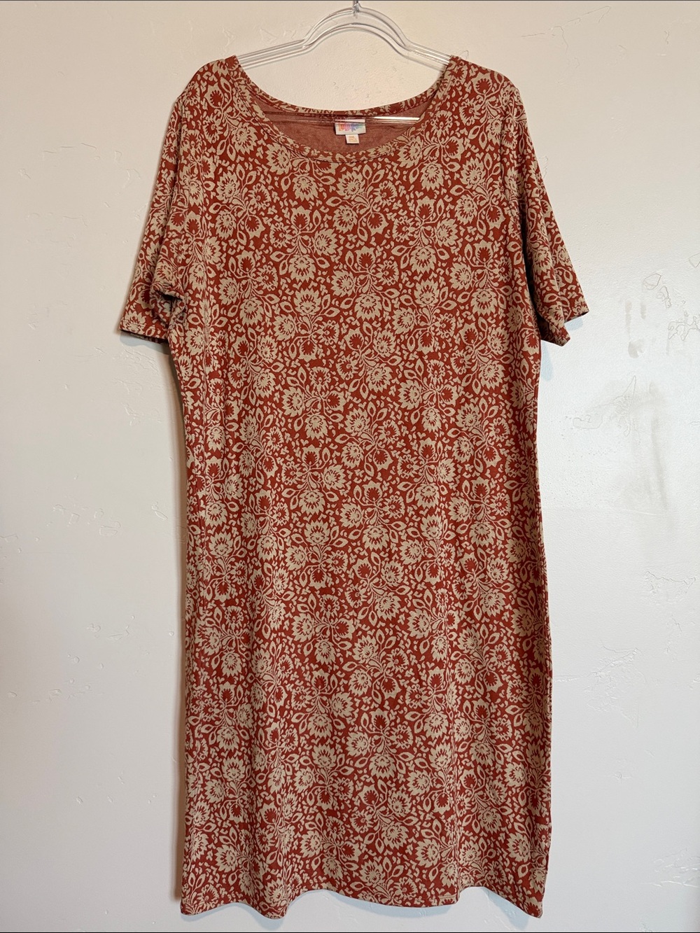 LuLaRoe Orange Floral Shift Dress Simply Comfortable Stretchy Classic Dress